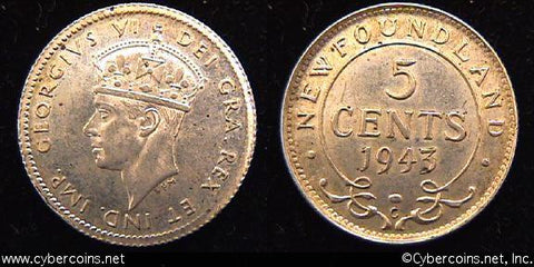 Newfoundland, 1943C, 5 cent, KM19, MS60
