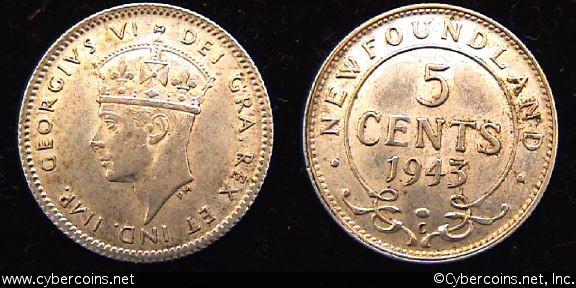 Newfoundland, 1943C, 5 cent, KM19, AU