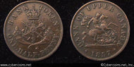 Upper Canada, 1857, 1/2 Penny, KMtn2, XF