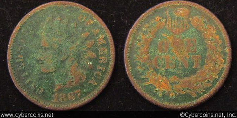 1867 Indian Cent, Grade= G