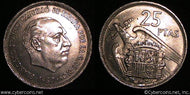 Spain, 1957(58), 25 pesetas, UNC, KM787