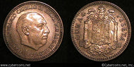 Spain, 1953(54),   1 peseta, AU, KM775