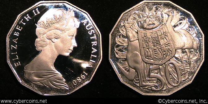 Australia, 1980,  50 cents, Proof, KM68