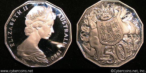 Australia, 1980,  50 cents, Proof, KM68