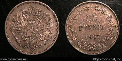Finland, 1907L, 25 Pennia, KM6.2 - XF/AU -