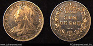 Great Britain, 1898,  6 pence,  XF, KM779