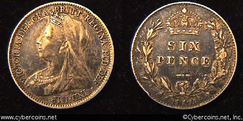 Great Britain, 1898,  6 pence,  XF, KM779