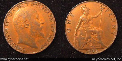 Great Britain, 1907, Penny, VF, KM794.2
