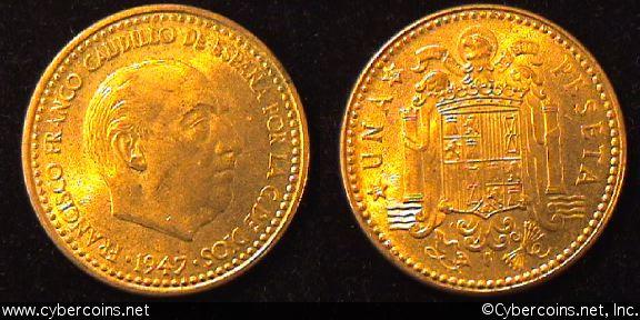 Spain, 1947(53), 1 peseta, UNC, KM775