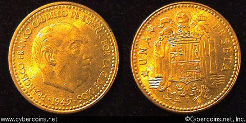 Spain, 1947(53), 1 peseta, UNC, KM775