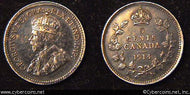 1914, Canada 5 cent, KM22, AU. Dark.