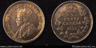1913, Canada 5 cent, KM22, AU. Nice gray