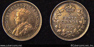 1917, Canada 5 cent, KM22, XF/AU.