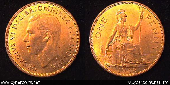 Great Britain, 1948,  1 penny,   UNC, KM845