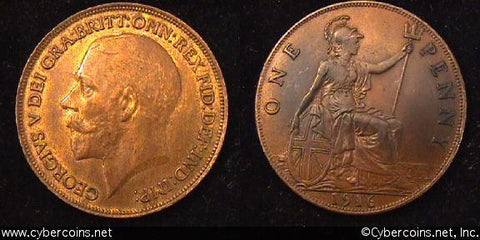 Great Britain, 1916, 1 Penny, AU/XF, KM810