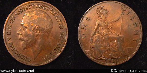 Great Britain, 1919,  1 penny,   XF, KM810