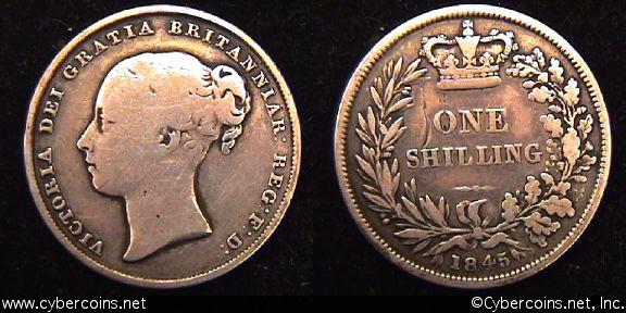 Great Britain, 1845, 1 shilling , F/VF-, KM734.1