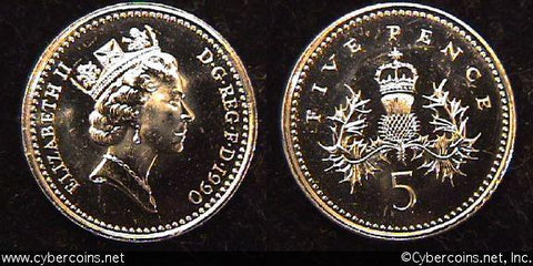 Great Britain, 1990,  5 Pence, PR, KM937c
