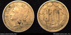 1868, F   Three Cent Nickel Piece