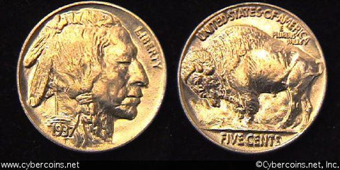 1937 Buffalo Nickel, Grade= MS63