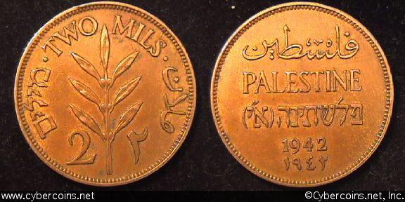 Israel - Palestine, 1942,  2 Mils, XF, KM2