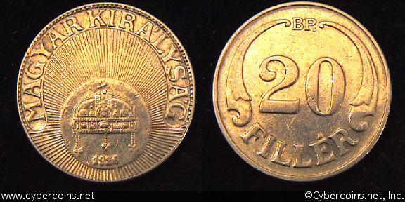 Hungary, 1926,  20 filler, AU, KM508