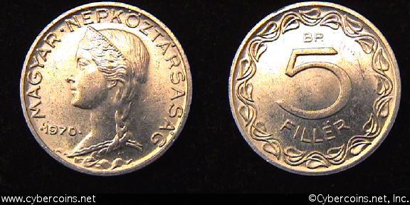 Hungary, 1970, 5 filler, BU, KM549