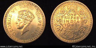 India, 1942,  1 rupee, Cleaned AU, KM557