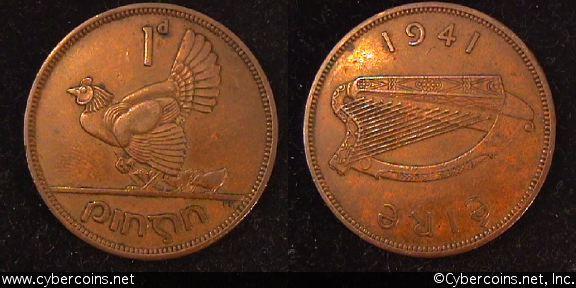 Ireland, 1941,   1 penny,  XF Q, KM11