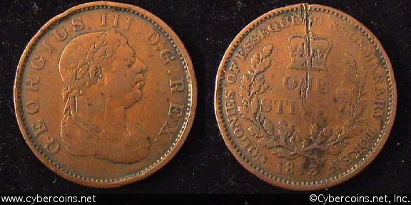 Guyana, 1813, F-, KM10 - 1 stiver - 1 year