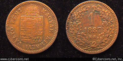 Hungary, 1887KB,  1 krajczar, VF/XF, KM458