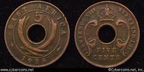 East Africa, 1936H, corroded XF, KM18