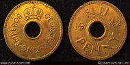 Fiji, 1942S,  1 penny,   AU, KM7a   - brass