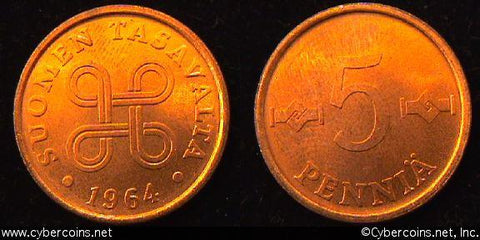 Finland, 1964, UNC, KM45 - 5 pennia...