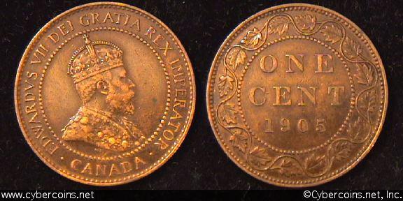 1905, Canada cent, KM8, XF.
