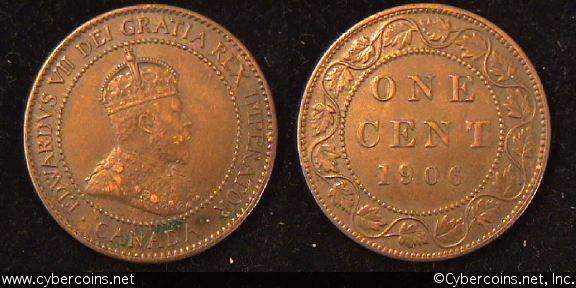 1906, Canada cent, KM8, XF+. Well struck