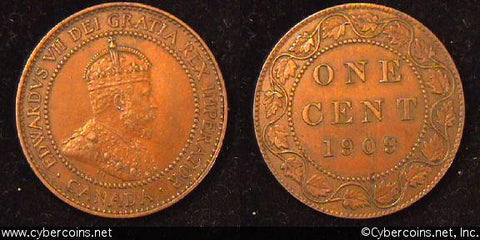 1909, Canada cent, KM8, AU. Bold strike with