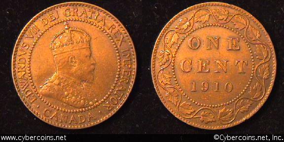 1910, Canada cent, KM8, AU. Trace wear with