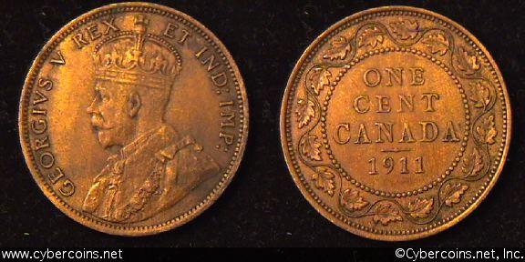 1911, Canada cent, KM15, AU. Terrific details