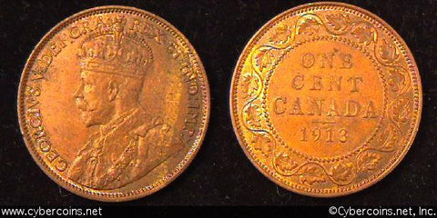 1913, Canada cent, KM21, AU. Light brown