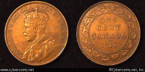 1913, Canada cent, KM21, AU. Rich brown