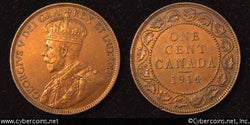 1914, Canada cent, KM21, AU.