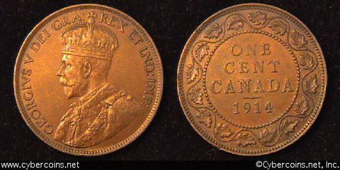 1914, Canada cent, KM21, AU.
