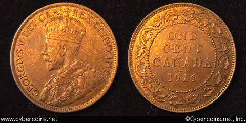 1914, Canada cent, KM21, AU.