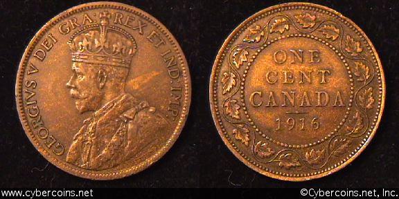 1916, Canada cent, KM21, AU