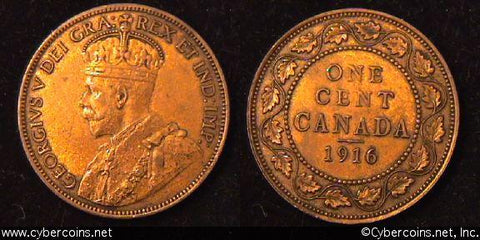 1916, Canada cent, KM21, AU+. Brown tone