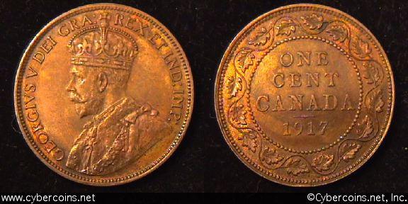 1917, Canada cent, KM21, AU.