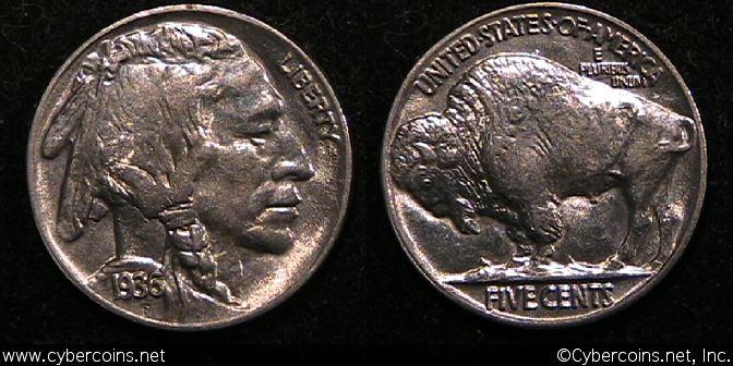1936 Buffalo Nickel, Grade= MS63