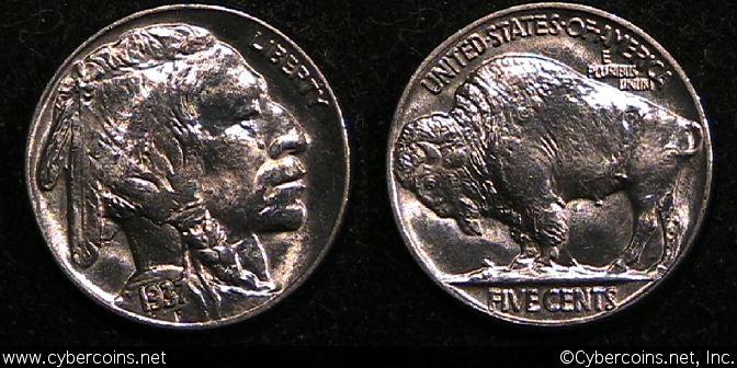 1937 Buffalo Nickel, Grade= MS64