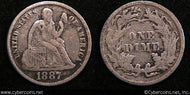 1887 Seated Dime, Grade= VF